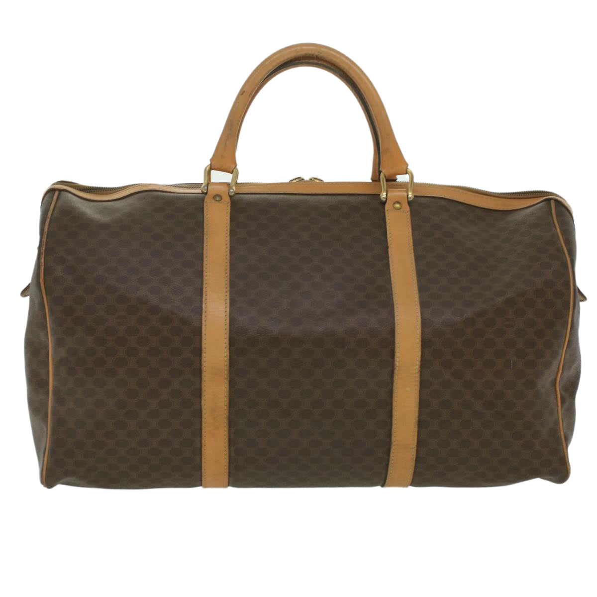 Luxury CELINE Macadam Canvas Boston Bag PVC Leather Brown  ar8915