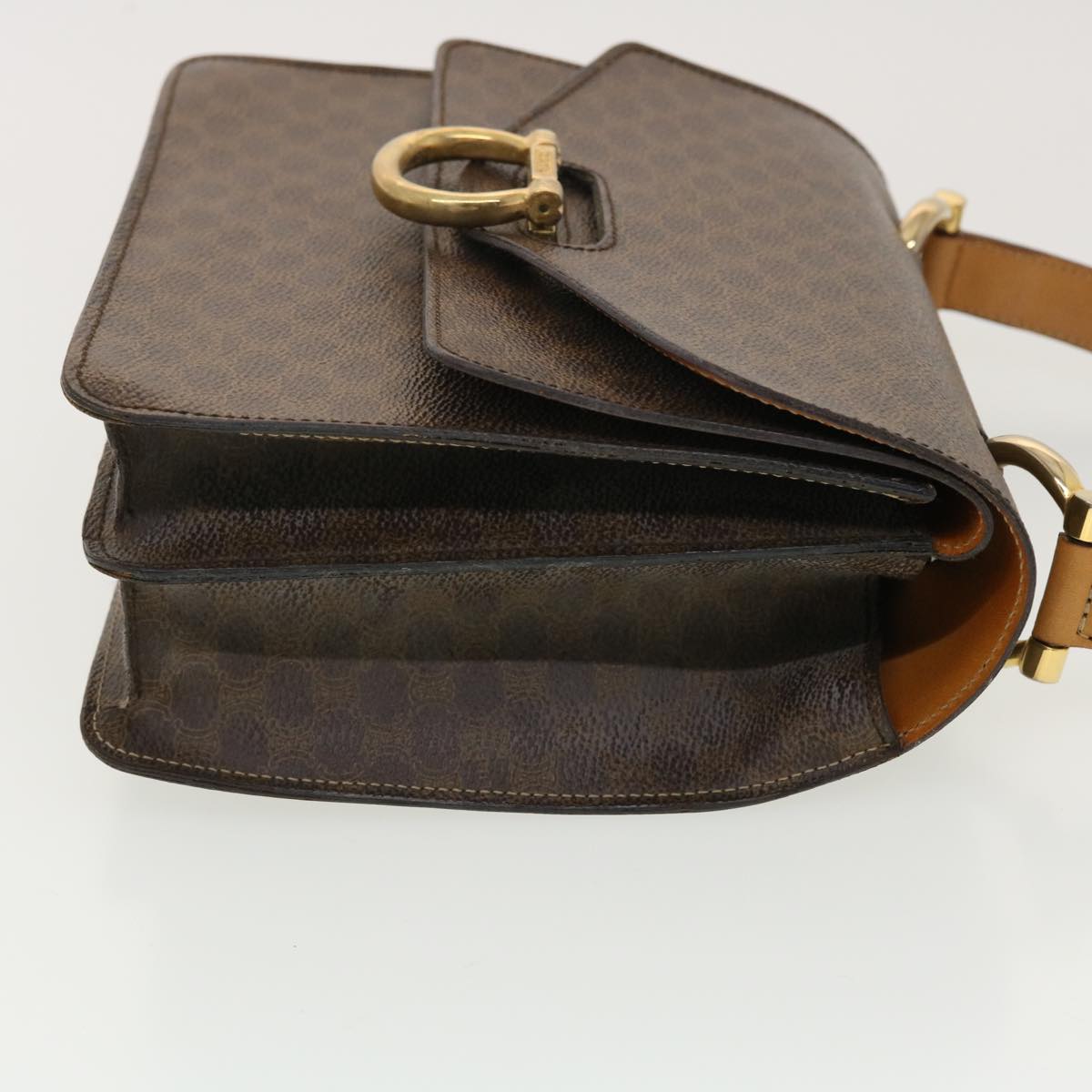 Luxury CELINE Macadam Canvas Hand Bag PVC Leather Brown  ar9218