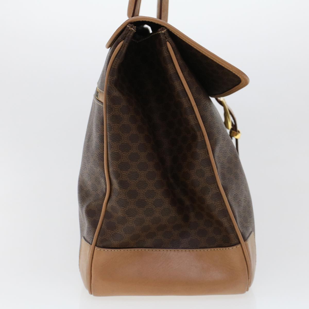 Luxury CELINE Macadam Canvas Boston Bag PVC Leather Brown  ar9577