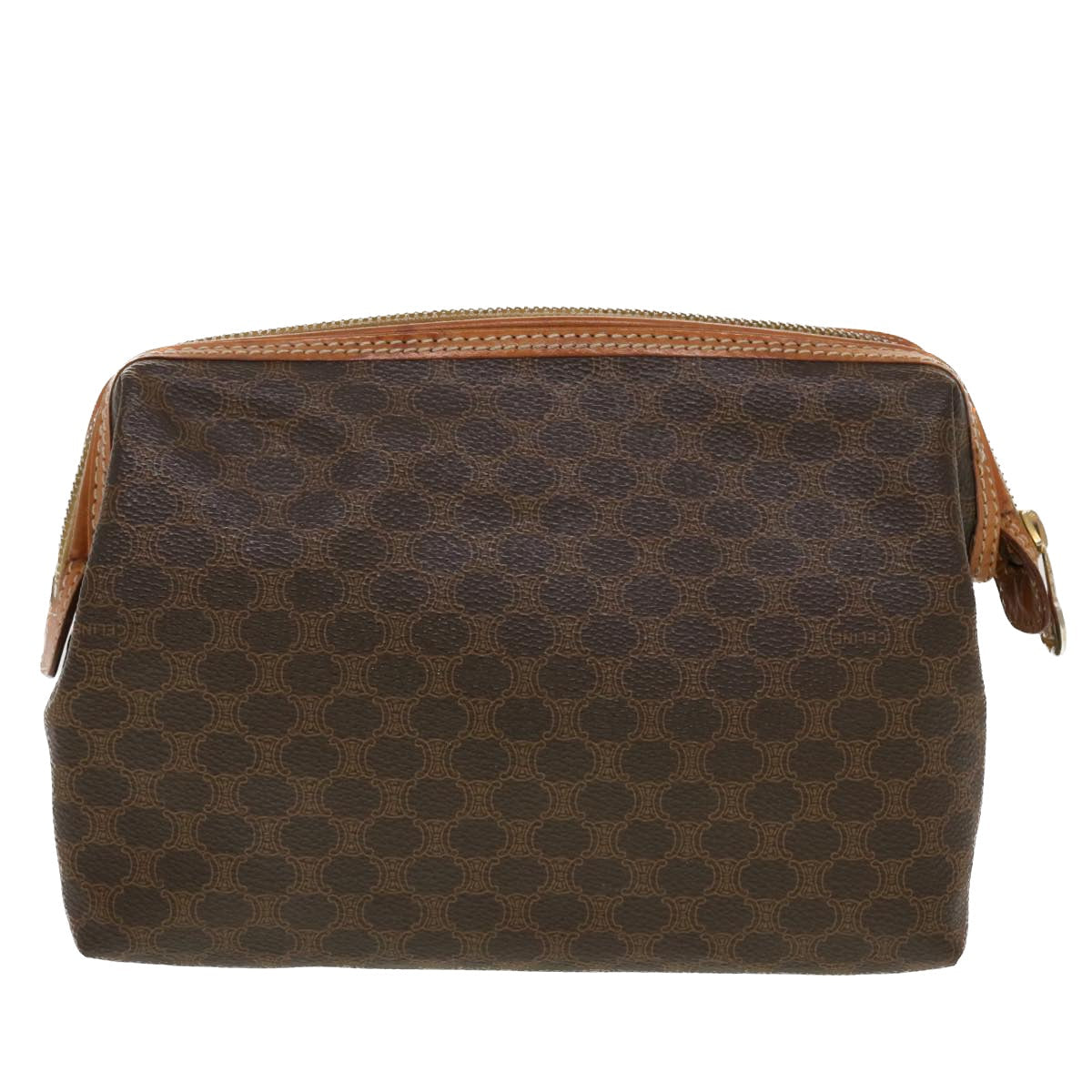 Luxury CELINE Macadam Canvas Pouch PVC Leather Brown  ar9598