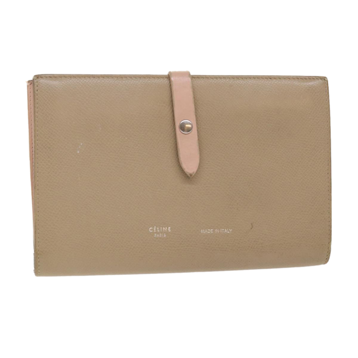 Luxury CELINE Large Strap Wallet Leather Beige  ar9727B