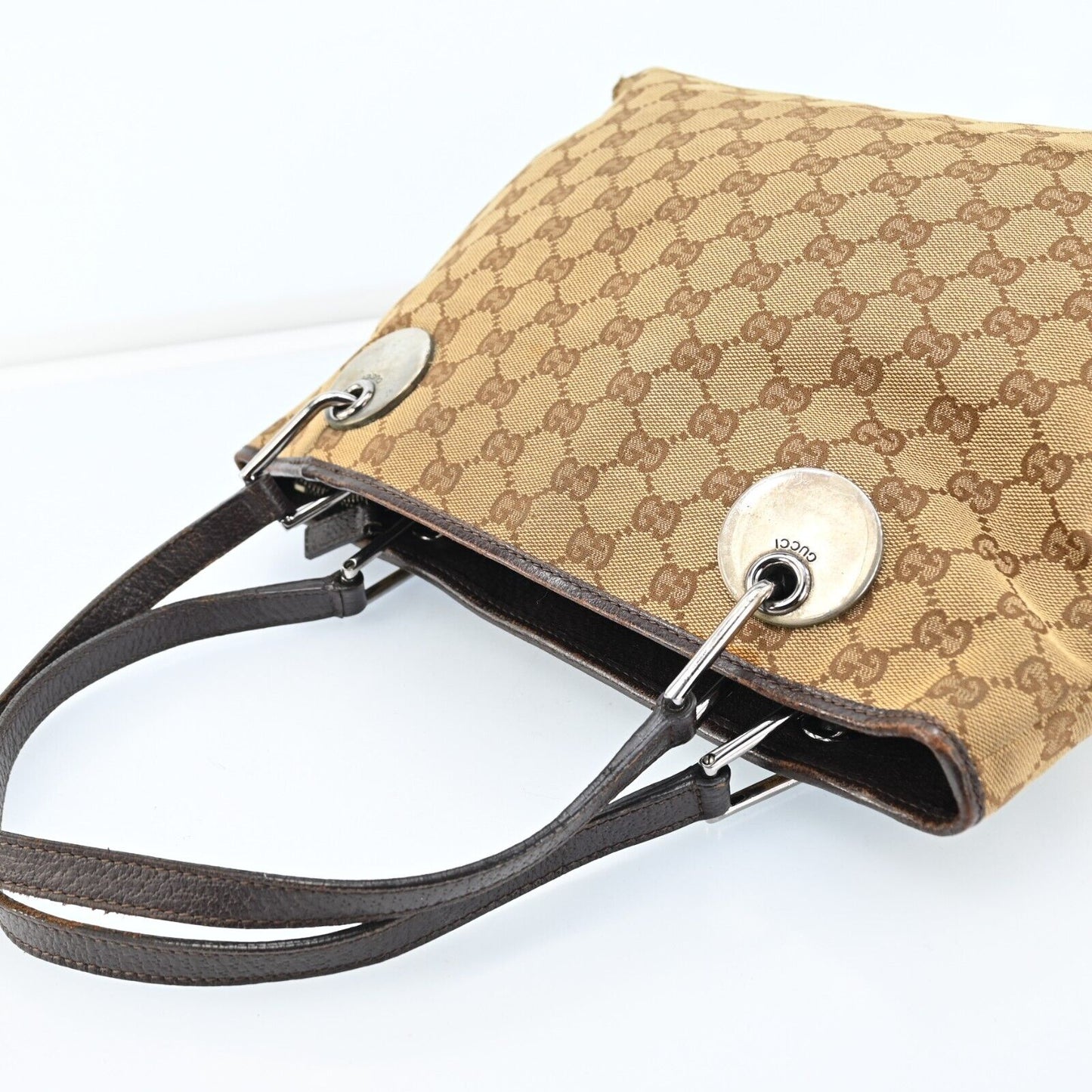 Gucci Monogram Leather Canvas Shoulder Bag
