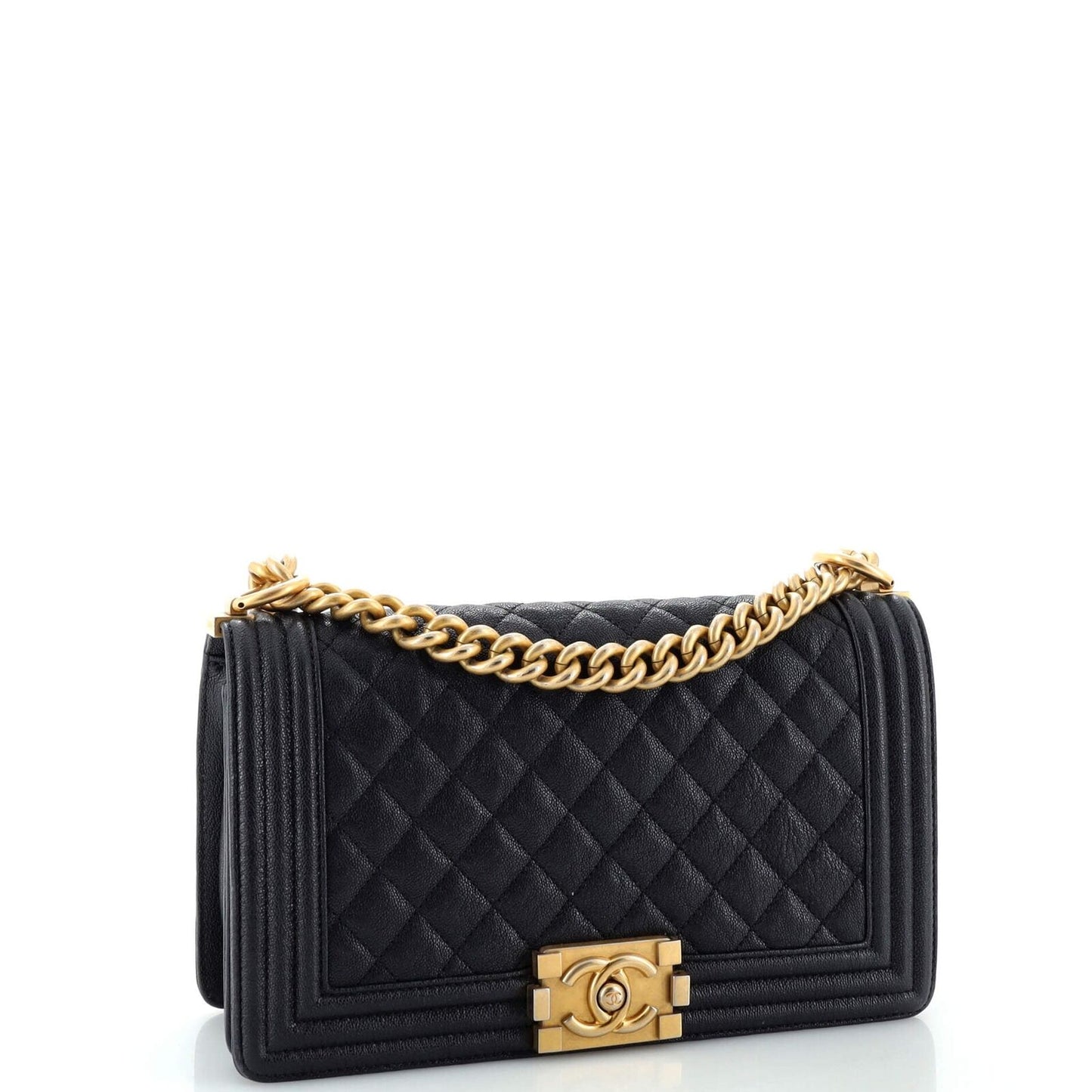 Chanel Boy Flap Bag Quilted Caviar Old
