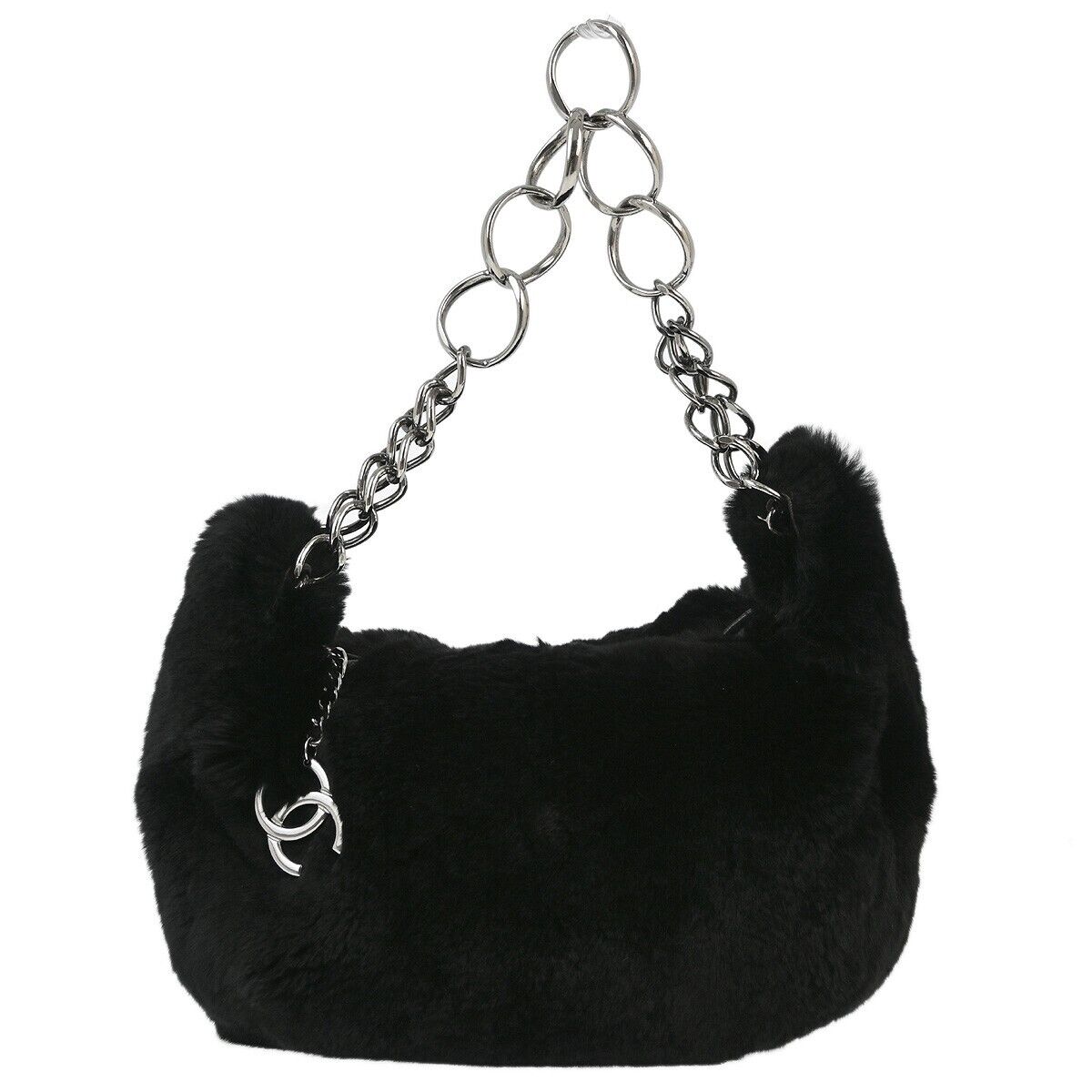 Chanel Black Fur Chain Handbag