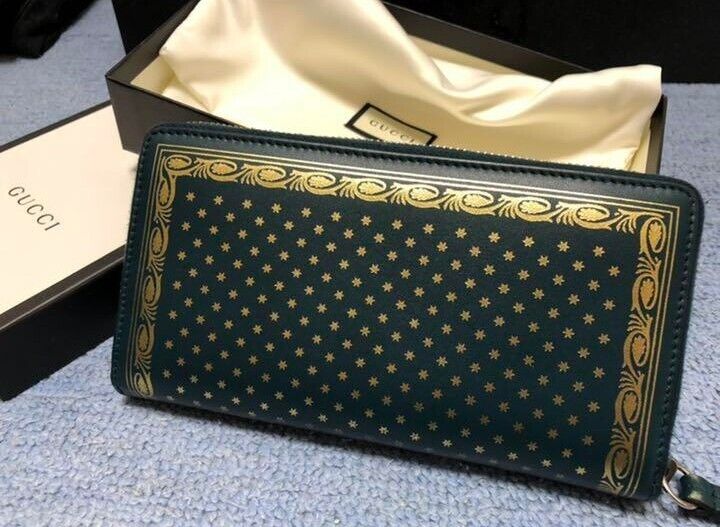 Gucci Sega Long Wallet Round Zip Green
