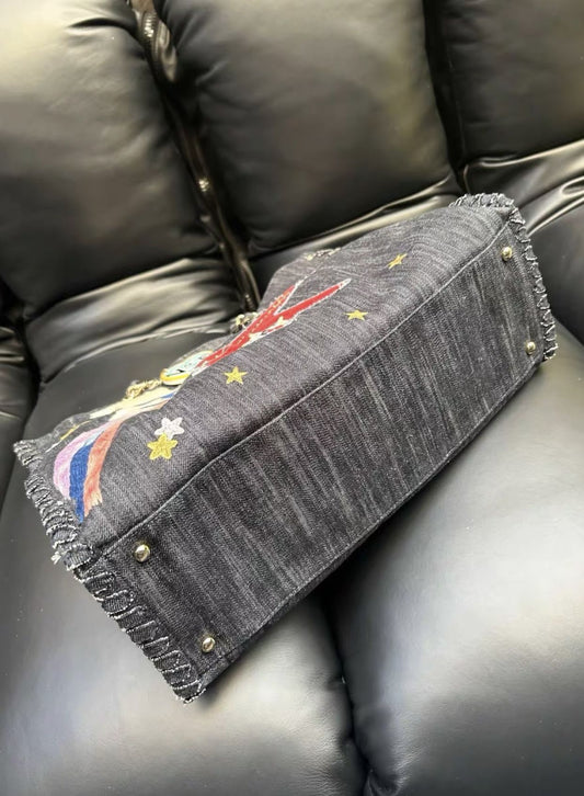 Chanel 20052006 Coco plane denim tote bag