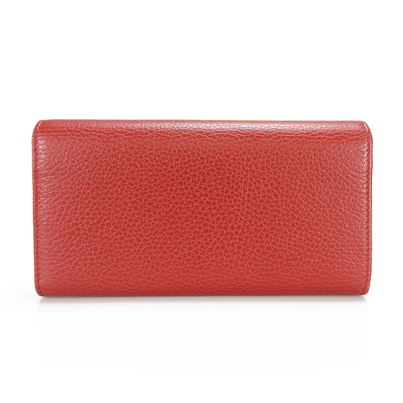 GUCCI Long Wallet Purse 456116 leather Red Petit GG Marmont