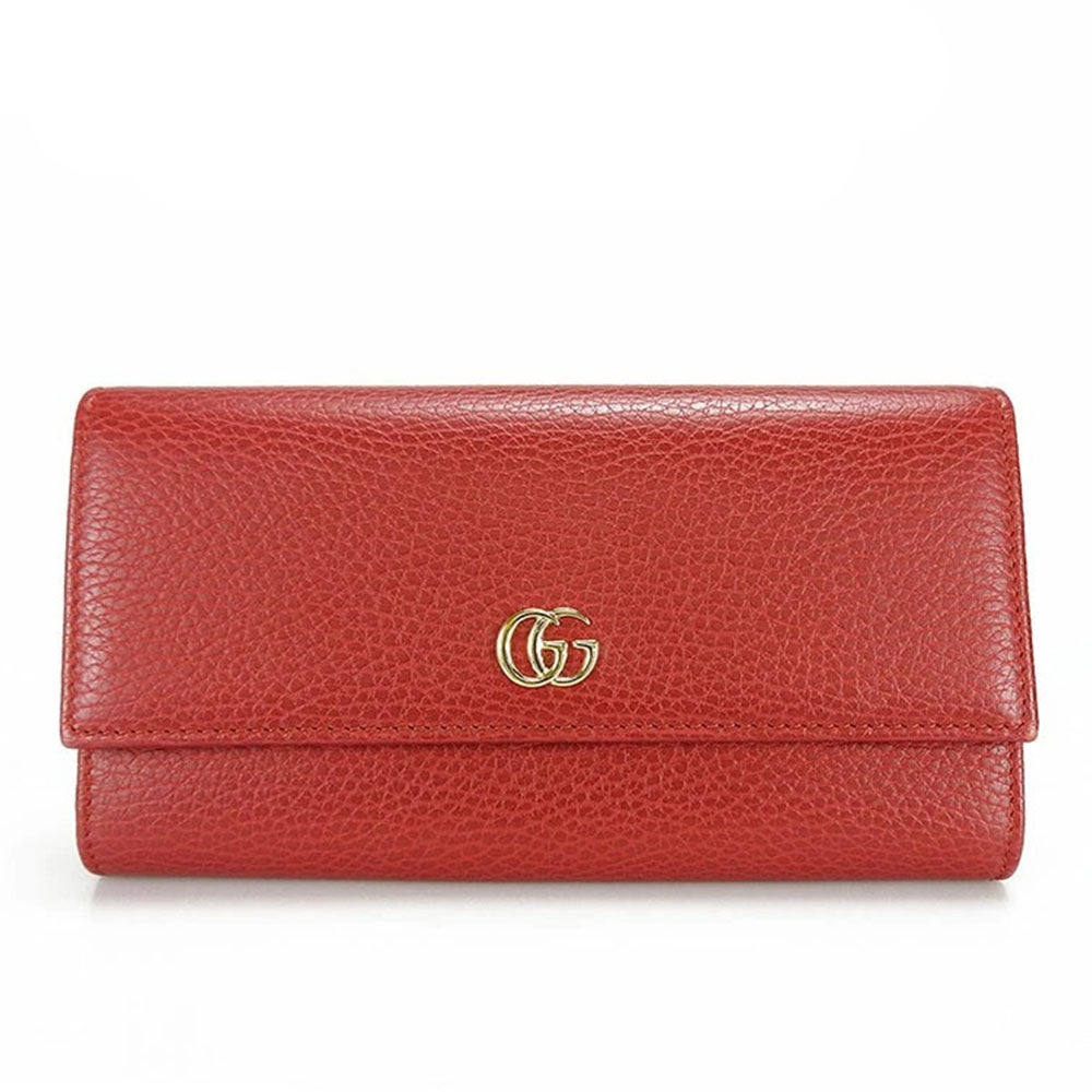 GUCCI Long Wallet Purse 456116 leather Red Petit GG Marmont
