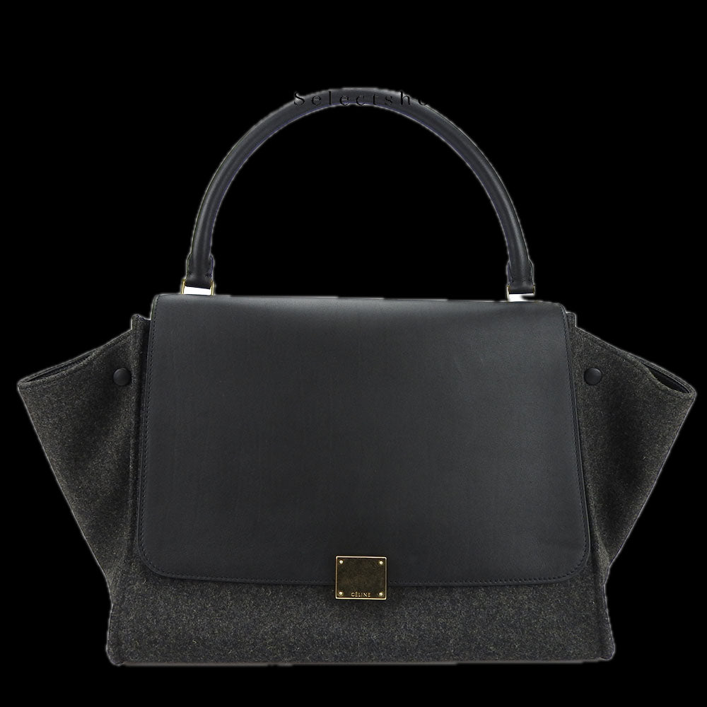 CELINE Handbag Leather, Wool black Trapeze Women