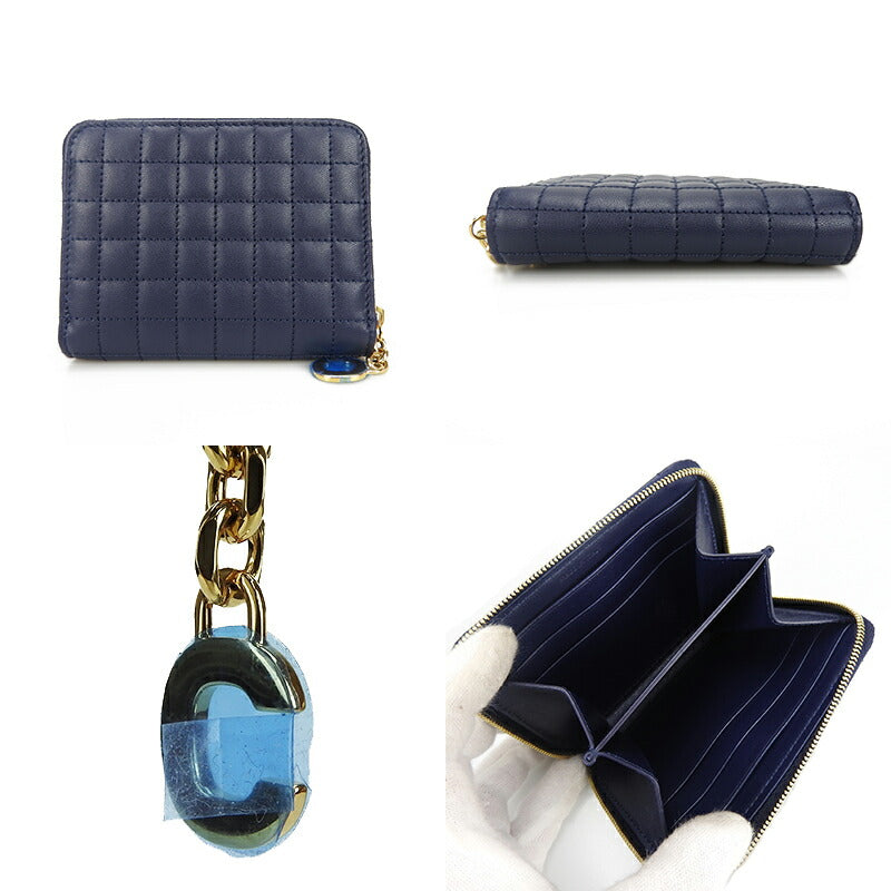 CELINE Card Case 10B663BFL.07BF leather Navy C charm mens(Unisex)