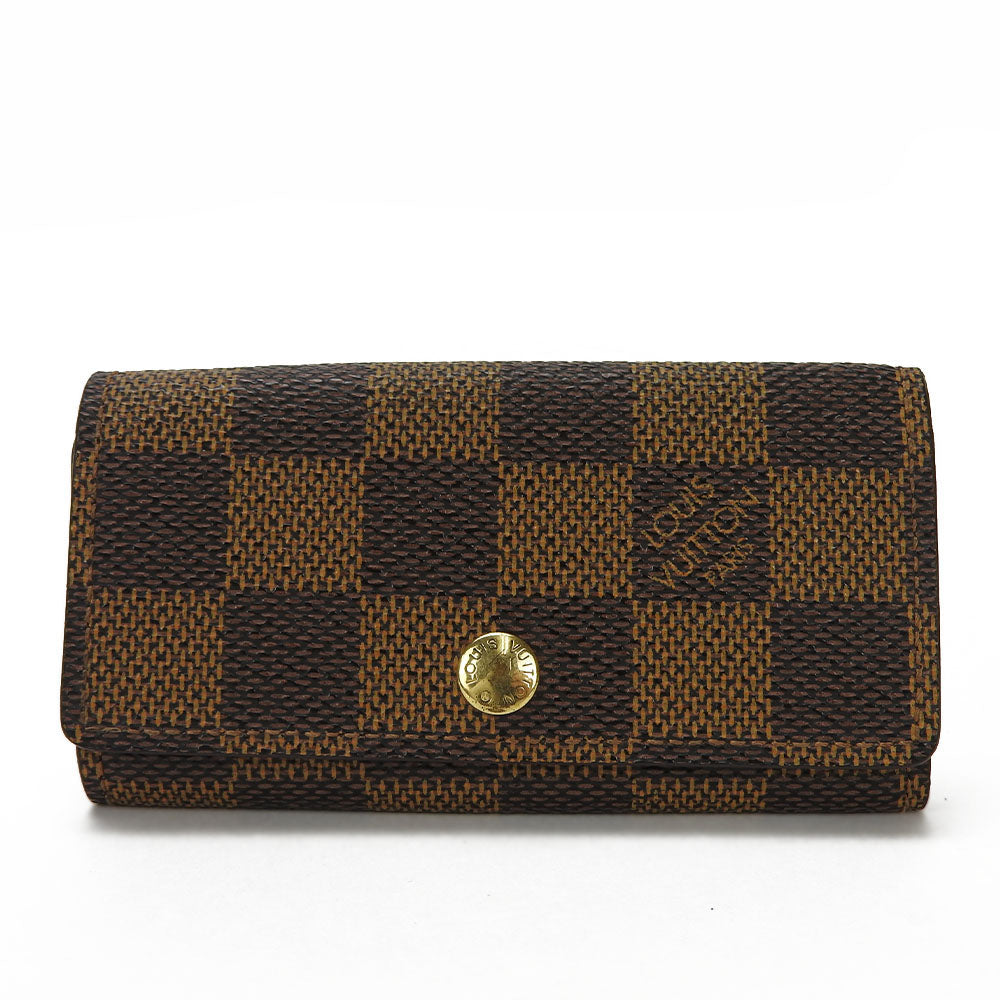 LOUIS VUITTON Key case Key holder  N62631 Damier canvas, leather Brown Multicles4 mens(Unisex)