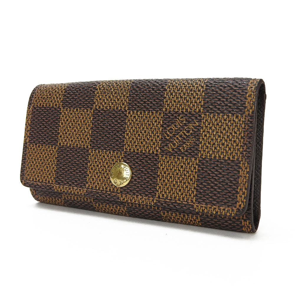 LOUIS VUITTON Key case Key holder  N62631 Damier canvas, leather Brown Multicles4 mens(Unisex)