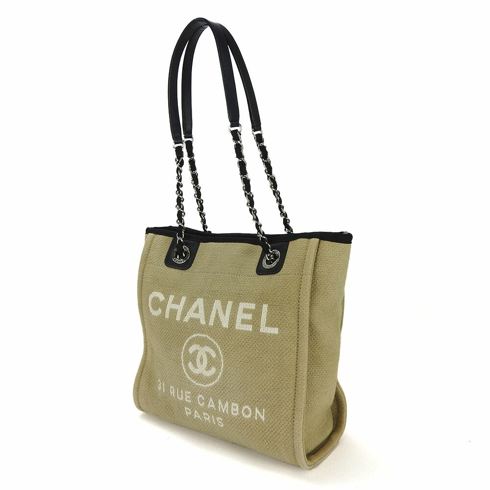 CHANEL Tote Bag canvas beige DeauvillePM