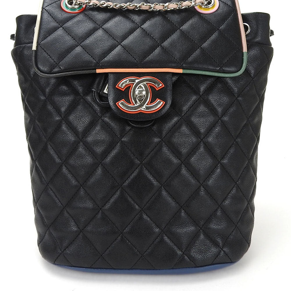 CHANEL Backpack lambskin black Matrasse Women