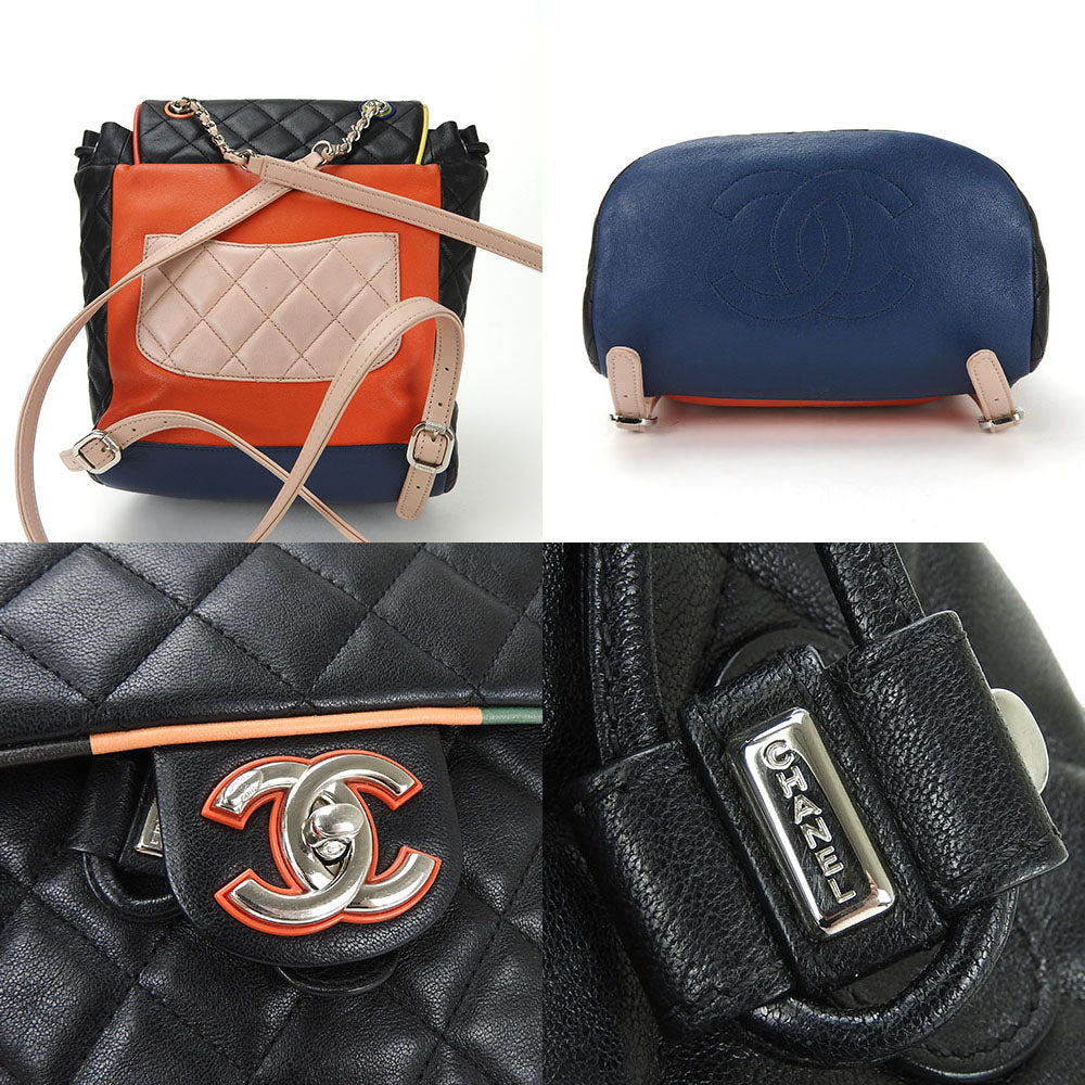 CHANEL Backpack lambskin black Matrasse Women