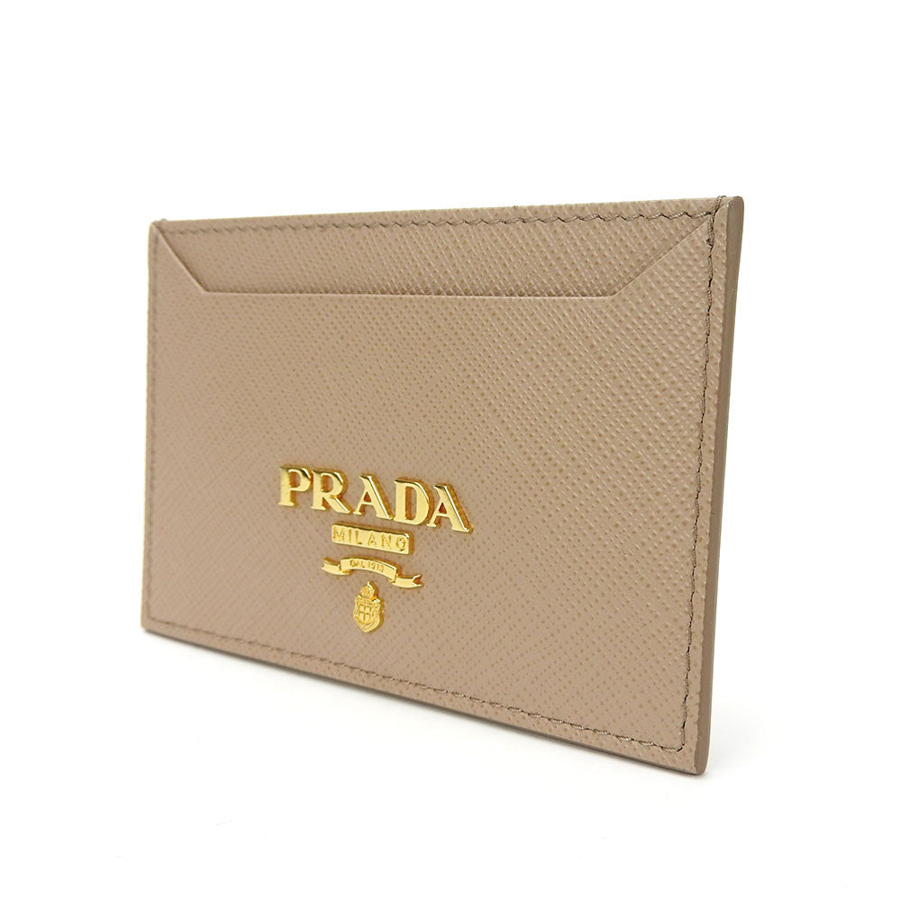 PRADA Card Case 1MC208 leather beige Safiano Women