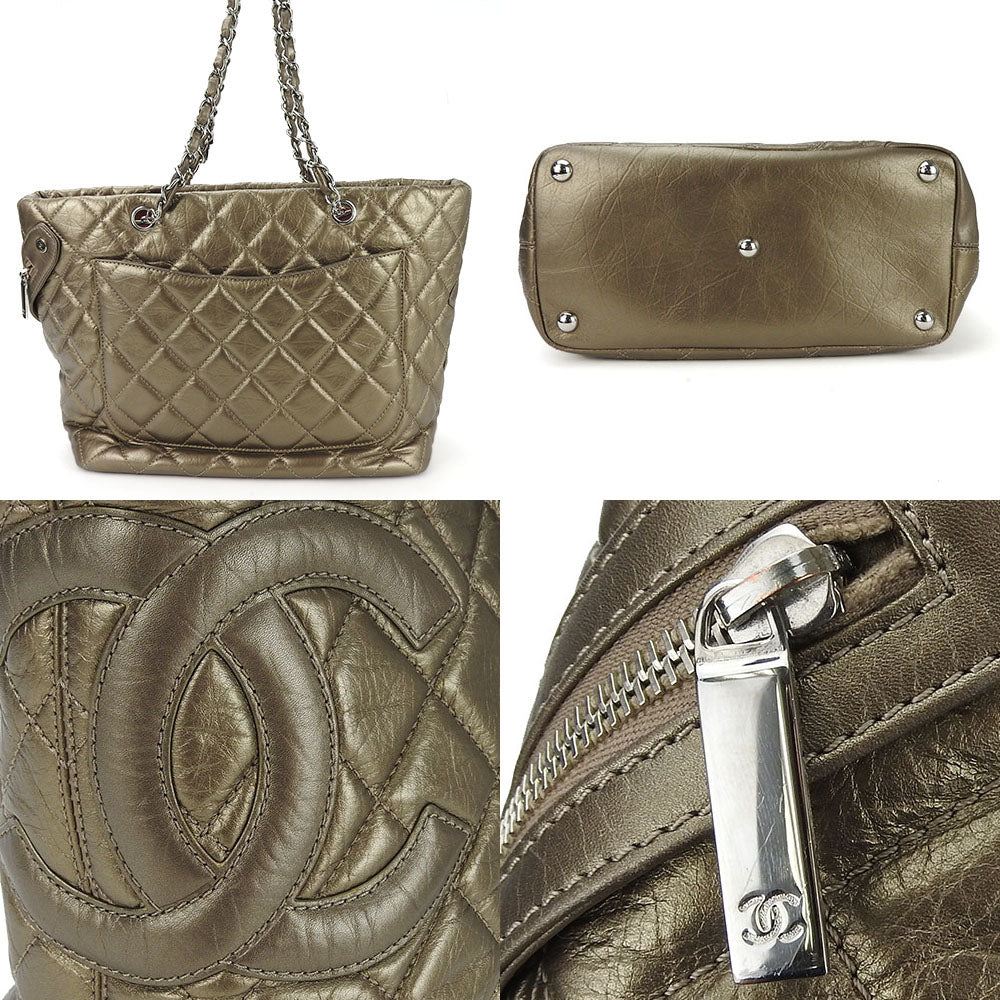CHANEL Tote Bag leather Bronze type Cambon line