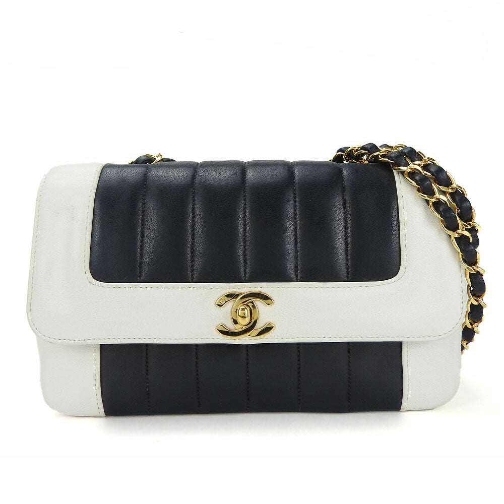CHANEL Shoulder Bag lambskin white Mademoiselle