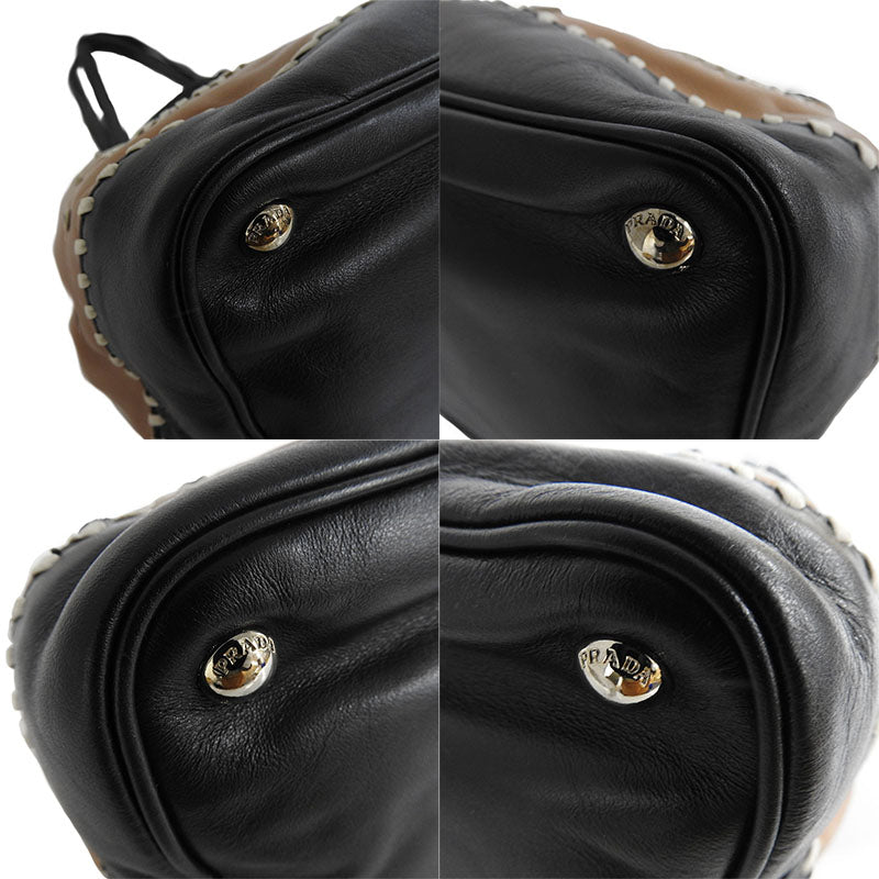 PRADA Tote Bag B5061E leather caramel