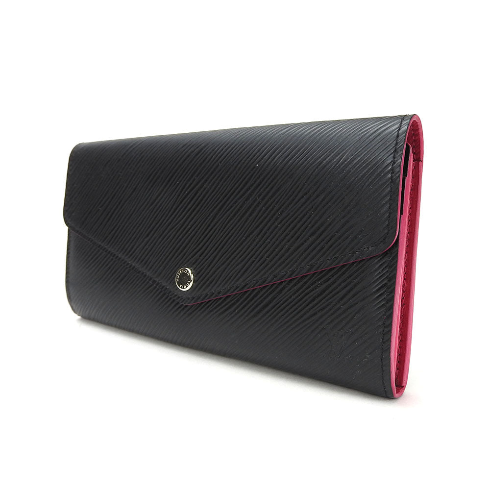 LOUIS VUITTON Long Wallet Purse M64322 Epi Leather Noir Portefeuille Sara Women