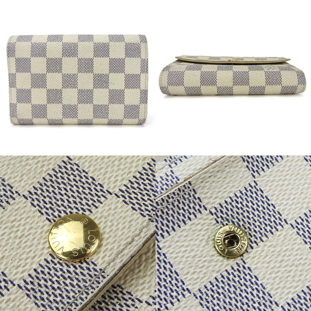 LOUIS VUITTON Tri-fold wallet N63068 Damier Azur white Portefeuille Alexandra Women