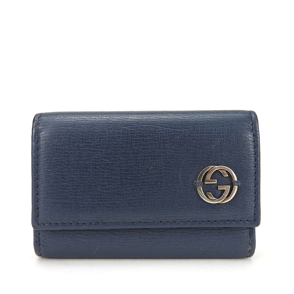 GUCCI Key case Key holder  256337 leather Navy Interlocking Women(Unisex)