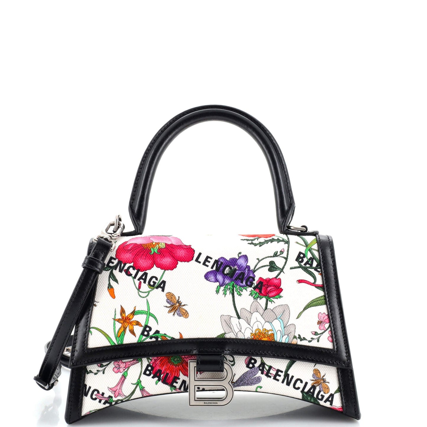 Gucci x Luxury Balenciaga Trending 2026 The Hacker Project Hourglass Top Handle Bag Flora Canvas Small