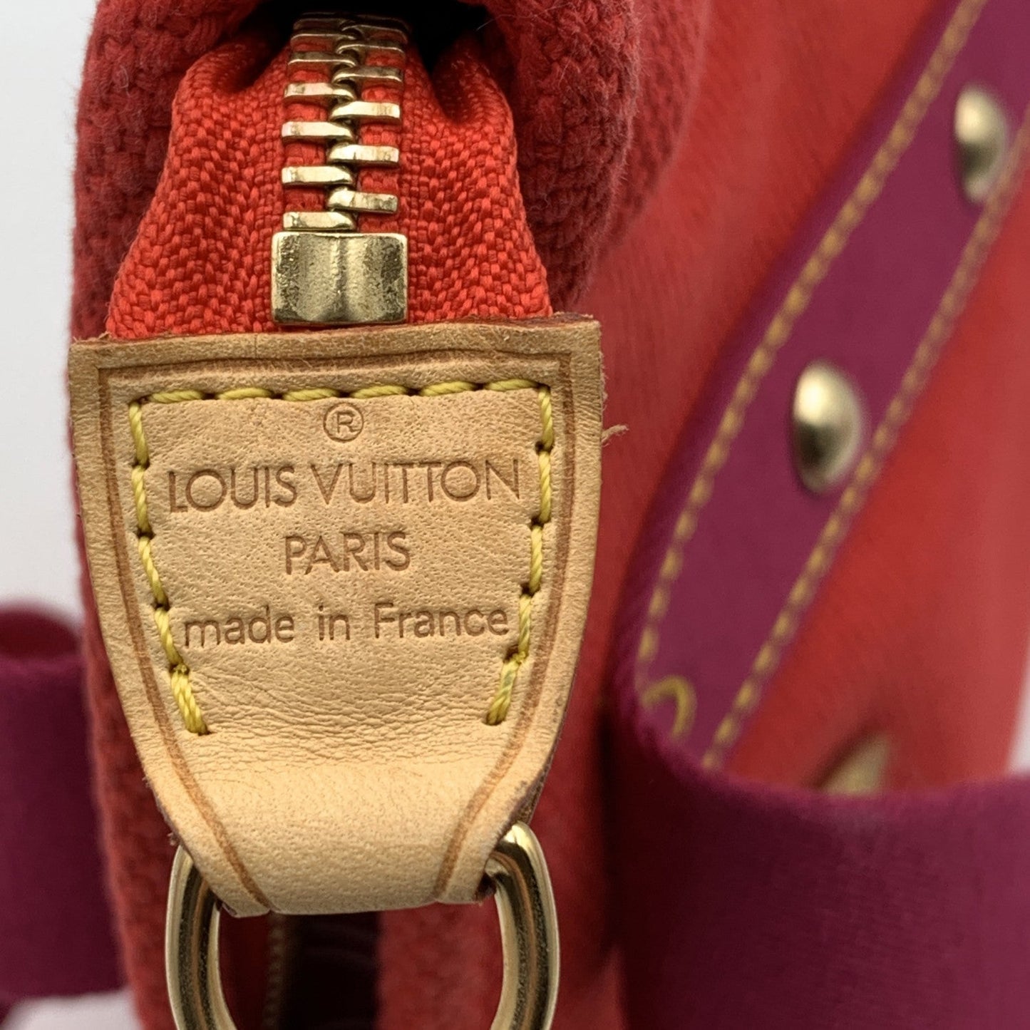 LOUIS VUITTON Red Magenta Cabas Mm Antigua Tote Bag Handbag