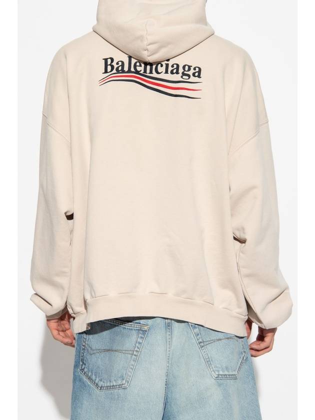 Luxury Balenciaga Trending 2026 Embroidered Logo Cotton Hoodie Beige
