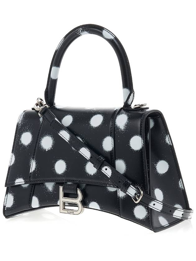 Luxury Balenciaga Trending 2026 Hourglass Small Polka Dot Leather Tote Bag Black