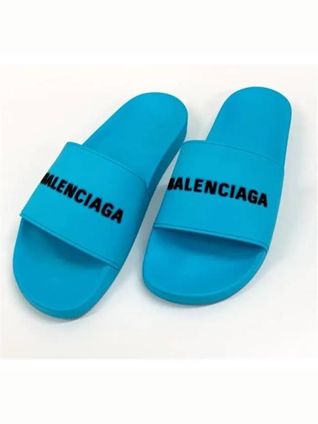 Luxury Balenciaga Trending 2026 Men's Logo Full Slippers Blue