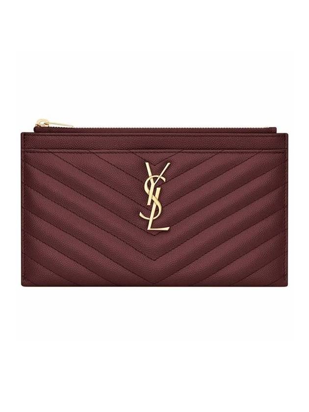 Luxury Saint Laurent Trending 2025 Monogram Quilted Clutch Bag Dark Red