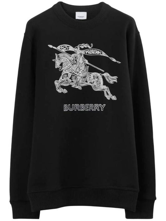Luxury Burberry Embroidered EKD Logo Sweatshirt Black