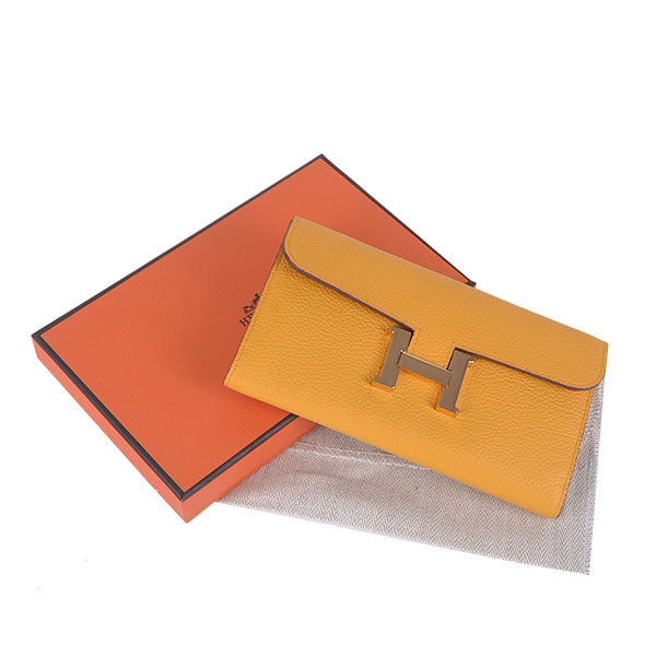 Luxury Hermes Wallet H6023 Wallet Cow Leather Yellow
