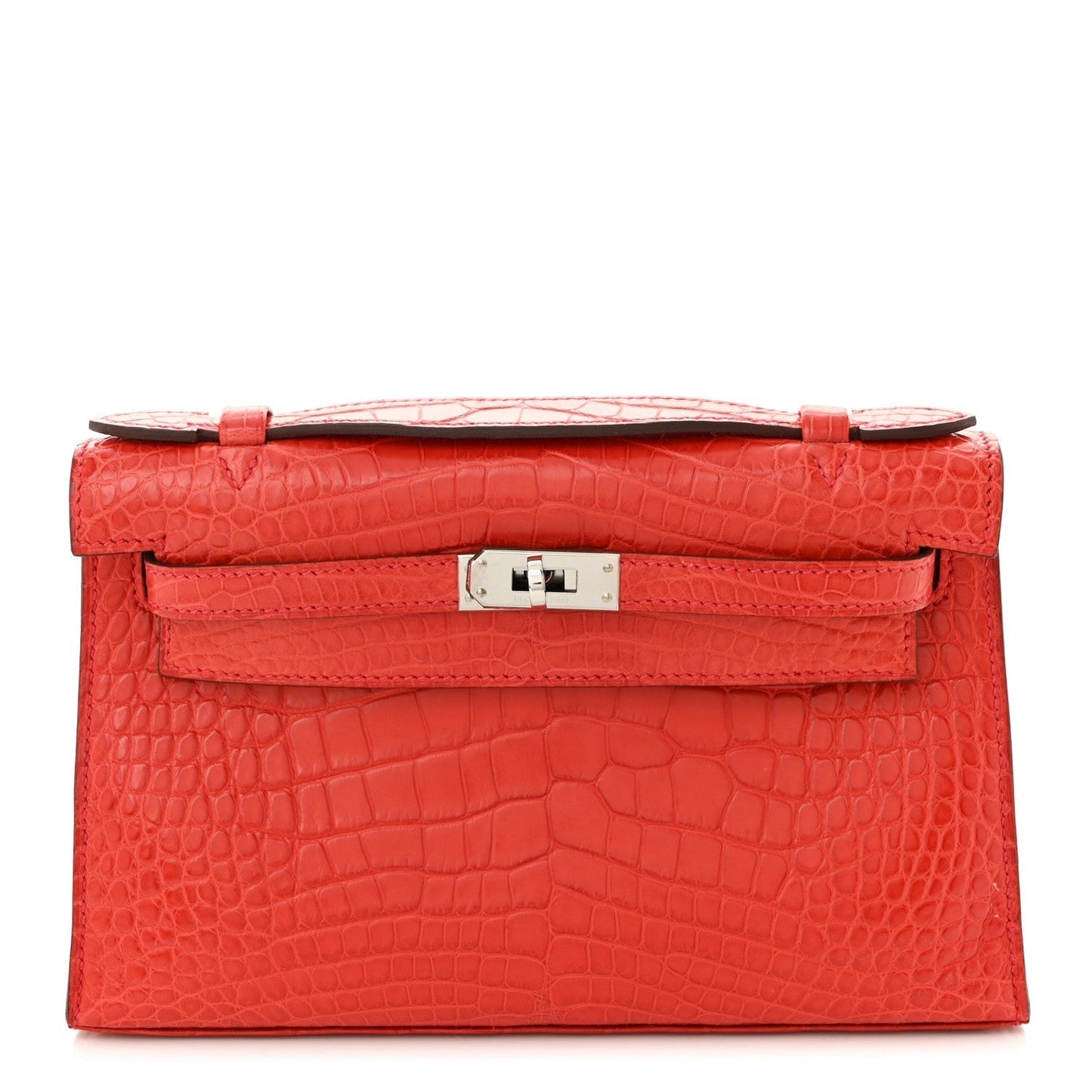 Hermes Matte Alligator Kelly Pochette Bougainvillea