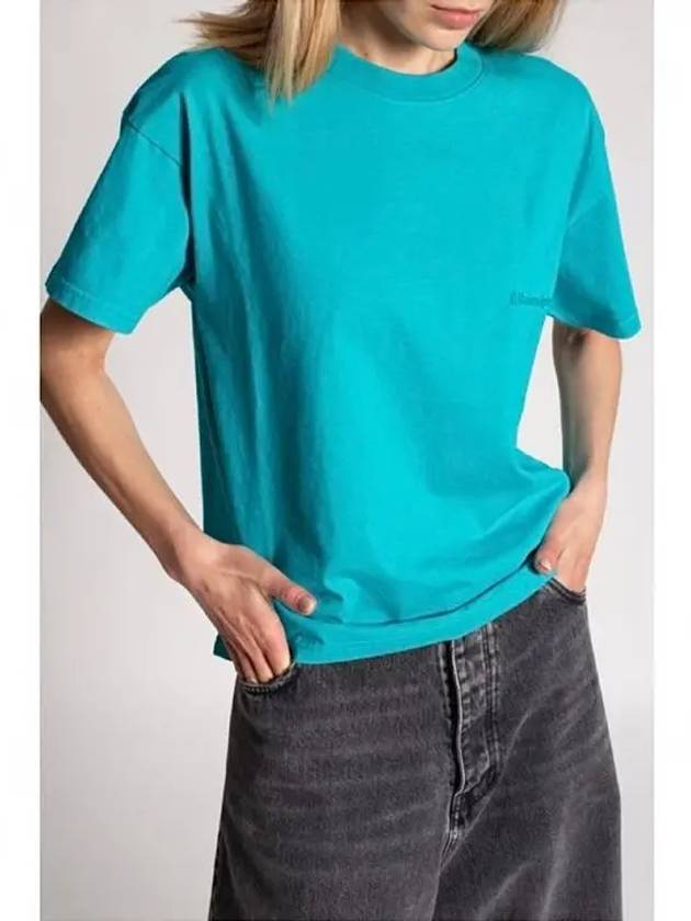 Luxury Balenciaga Trending 2026 Logo Short Sleeve T-Shirt Blue