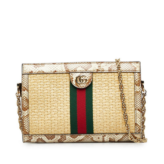 Gucci Ophidia Raffia Python Chain Shoulder Bag