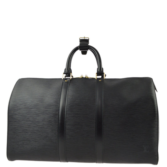 Louis Vuitton Black Epi Keepall 45 Travel Duffle Handbag M42972