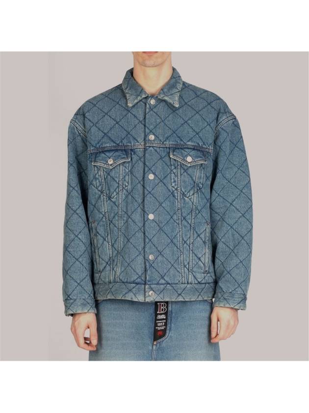 Luxury Balenciaga Trending 2026 46 Men s Jacquard Oversized Quilted Padded Denim Trucker Jacket