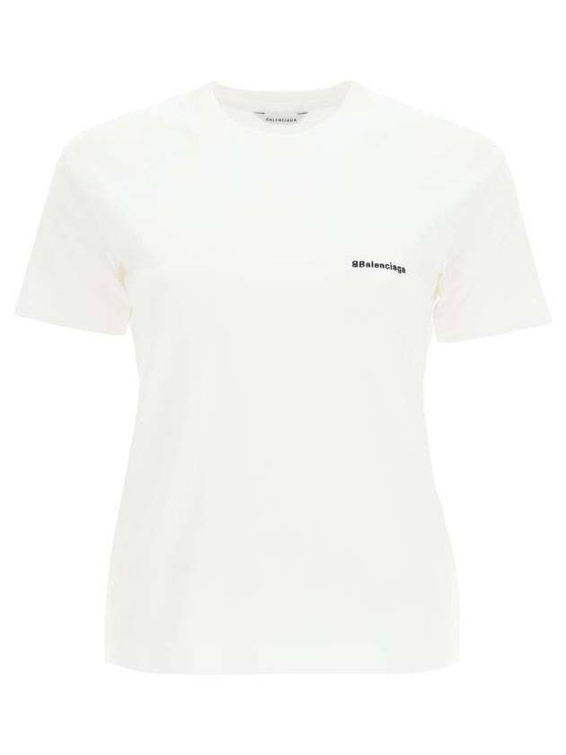 Luxury Balenciaga Trending 2026 Embroidered BB Logo Short-Sleeved T-Shirt White