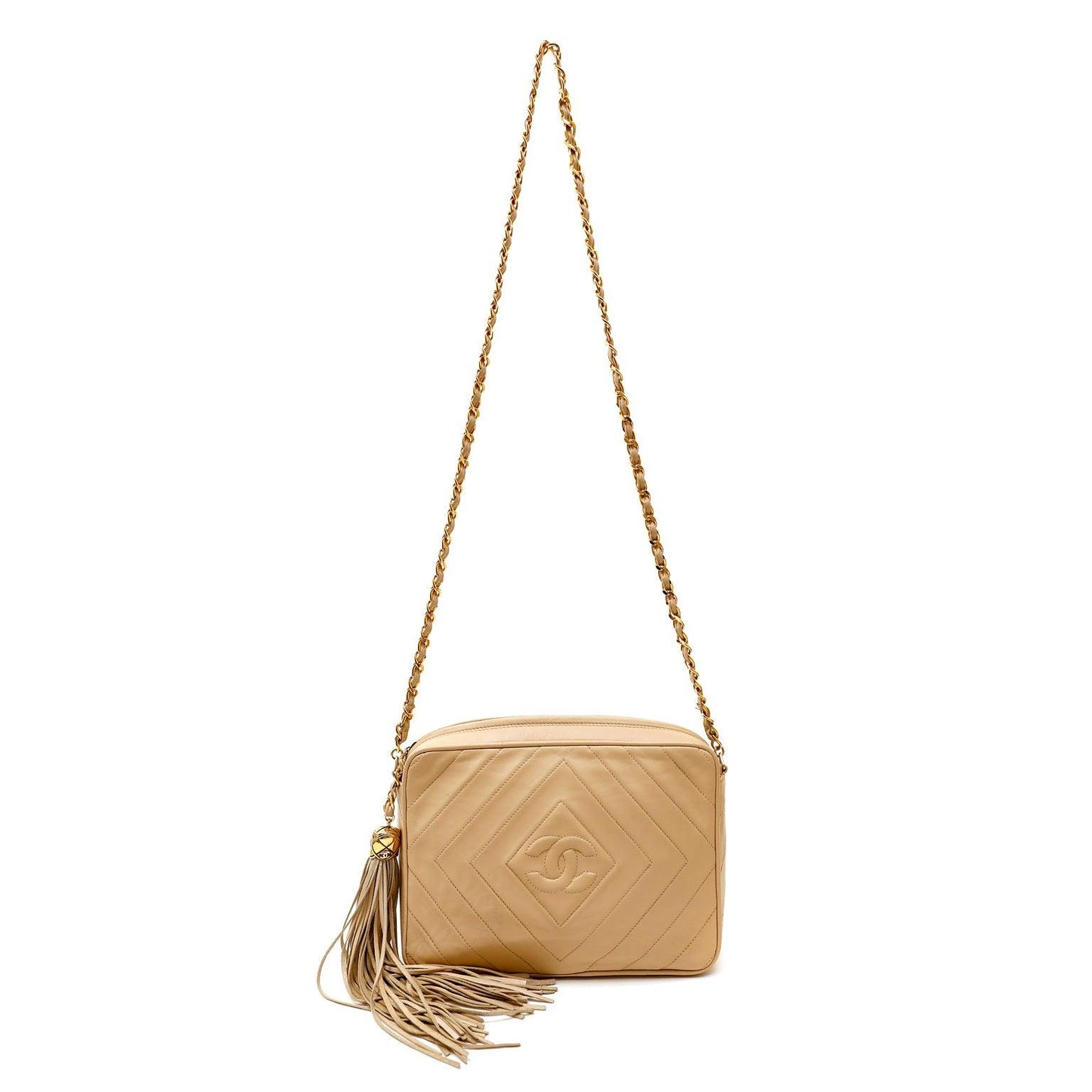 Chanel Beige Quilted Leather   Camera Bag
