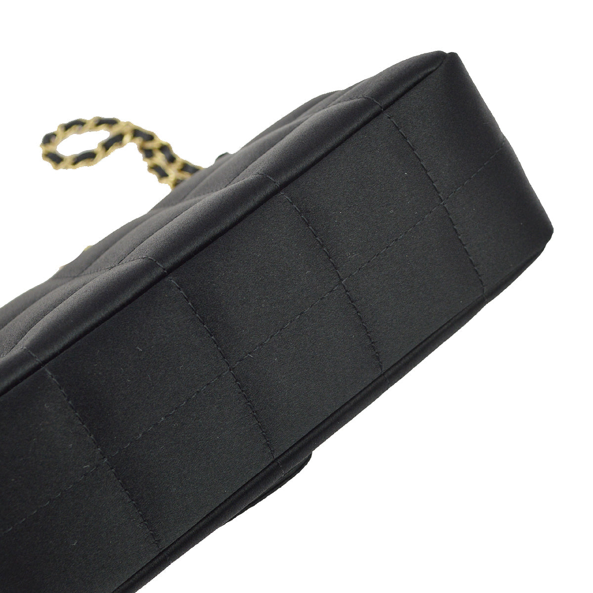 Chanel Black Satin Camellia Choco Bar Shoulder Bag