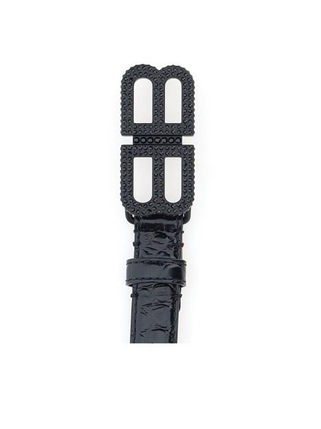 Luxury Balenciaga Trending 2026 BB Hourglass Leather Belt Black
