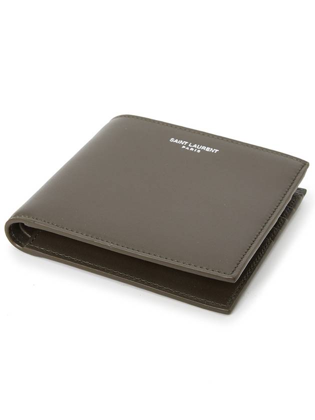Luxury Saint Laurent Trending 2025 East West Leather Half Wallet Light Musk