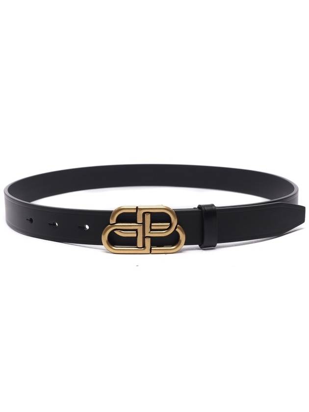 Luxury Balenciaga Trending 2026 BB Buckle Belt Black Gold