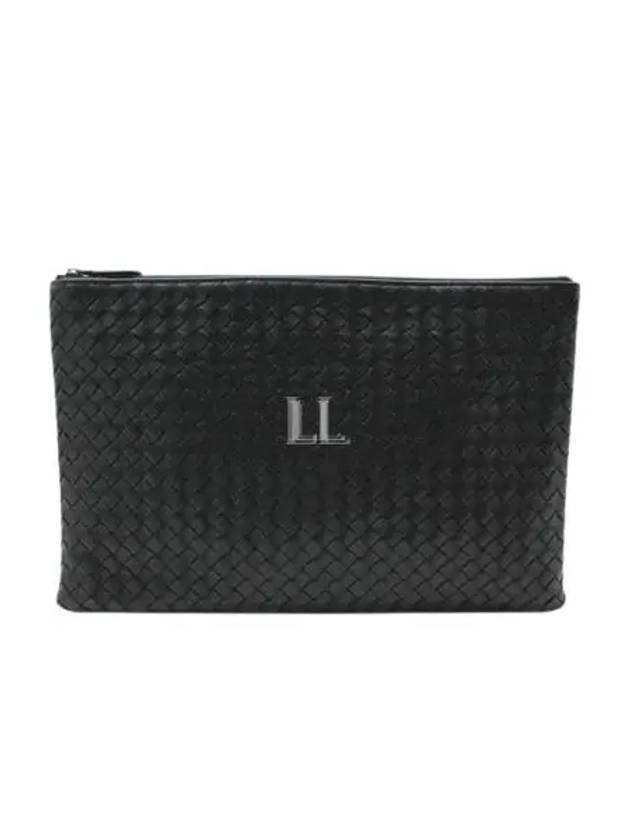 Luxury Bottega Veneta Intrecciato Medium Leather Clutch Black