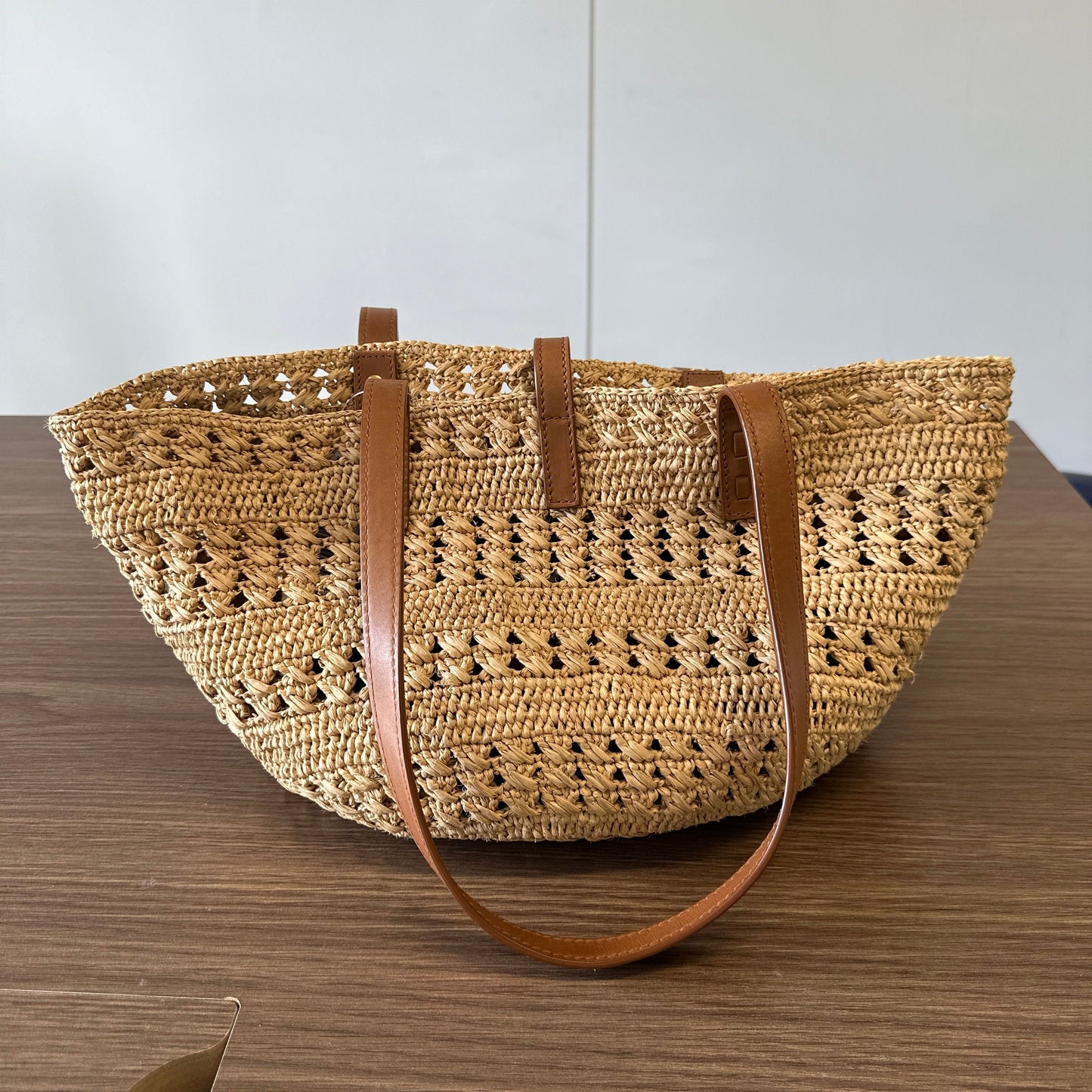 Saint Laurent Raffia Panier Small  Neutrals Totes LB122458
