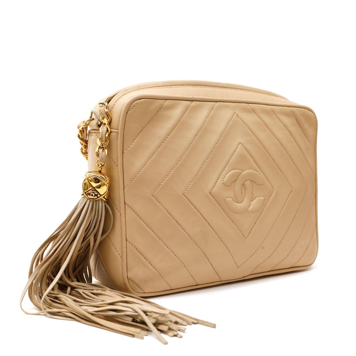Chanel Beige Quilted Leather   Camera Bag