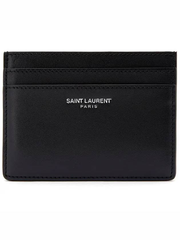 Luxury Saint Laurent Trending 2025 Smooth Leather Classic Logo Card Wallet Black