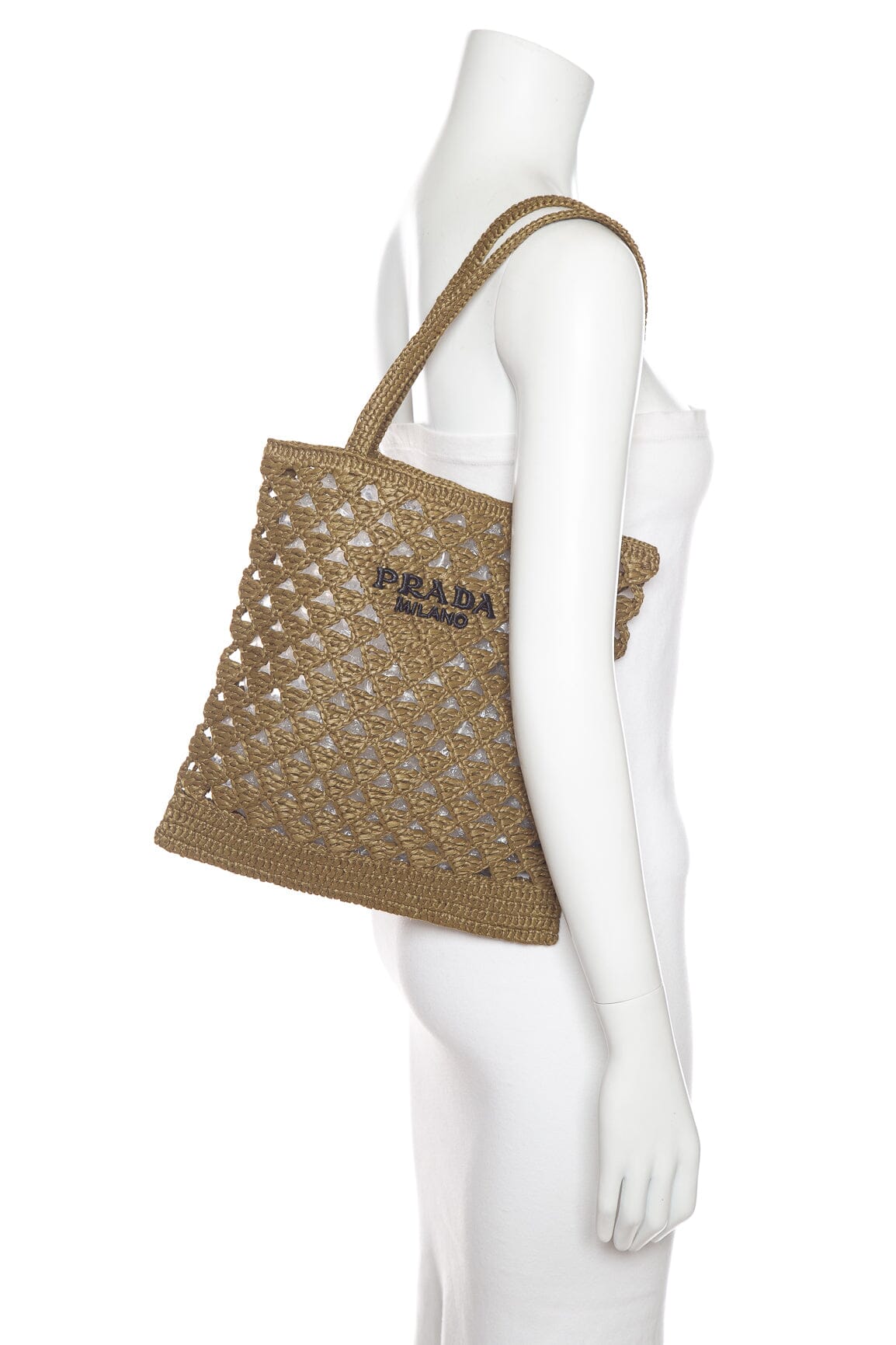 Prada Green Raffia Tote